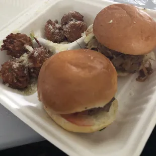 Delicious brie burger minus with truffle tots - amazing!