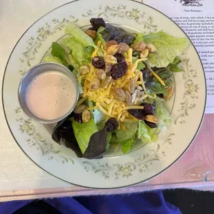 Salad with a house made creamy raspberry vinaigrette