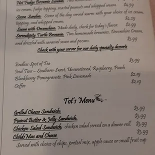 menu