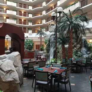 the interior of a hotel