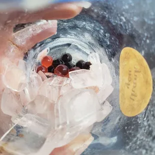 Bottom of cup Boba and bursting beads
