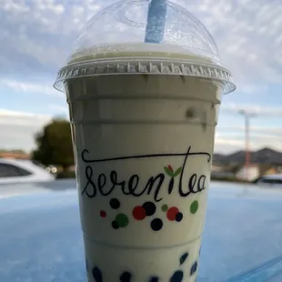 Jasmine green Milk Tea with boba