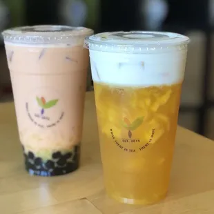 Papaya coconut milk tea and Mango momo tea