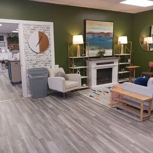 Sitting room adjacent to coffee shop.