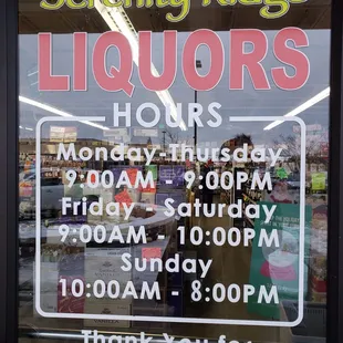 a sign in a store window