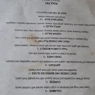 a menu on a table