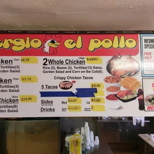 Menu prices as of 7/30/16