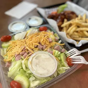 Chef salad with ranch dressing