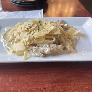 Kids chicken fettuccine Alfredo.