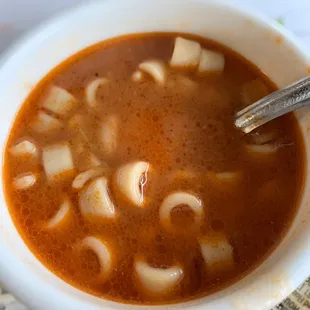 Pasta Frijoles (soup)-- WAY over salted this time. Sent back.