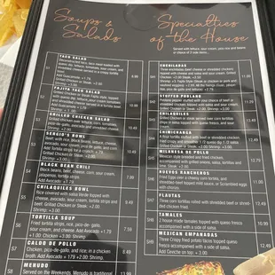 menu