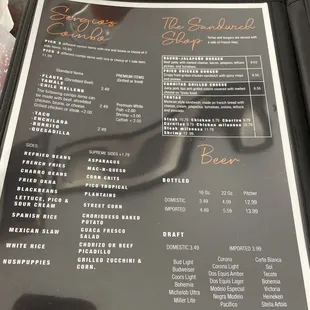 menu