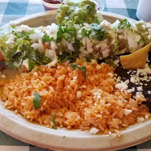 Flauta w/ mexi-rice and black refried beans