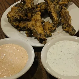 Portabello Fries with ranch and comeback sauce