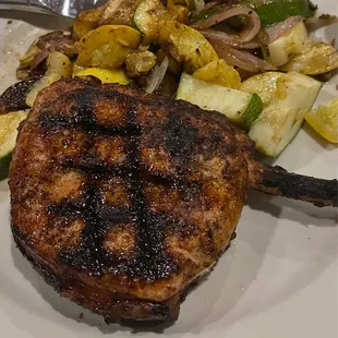 Pork chop and mixed vegetables
