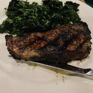 New York Strip with Spinach