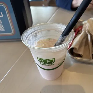 Boozy strawberry milkshake.