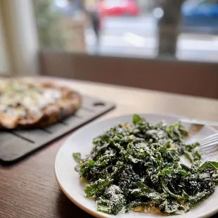 Marinated Lacinato Kale, Parmesan, Calabrian Chilies, Pine Nuts (half eaten)