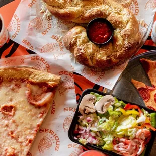 The quickie- slice, salad and drink for $10