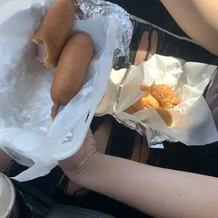 Corn dogs and hush puppies