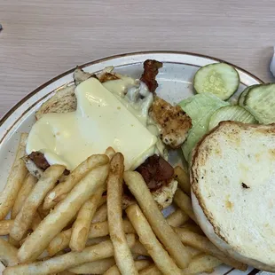 Grilled Chicken Sandwich with Swiss and bacon... Tasted ok... chicken was super dry and tough