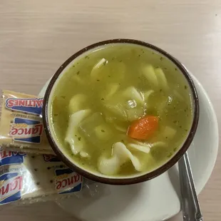 Chicken noodle soup... extremely salty! Couldn&apos;t finish the broth