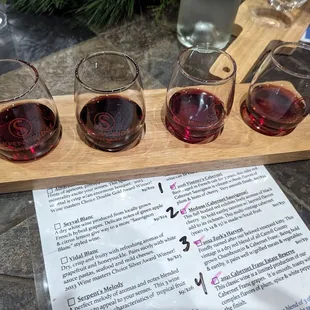 Flight of red wines
