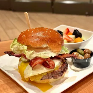 House Cheeseburger* w/added bacon and egg.