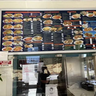 a menu on the wall