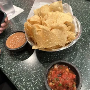 Bean dip chips and salsa