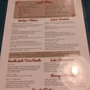 Serrano's menu side 2