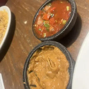 Bean dip and salsa