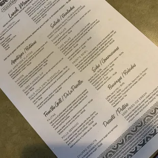 Paper menu