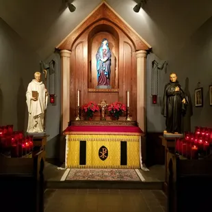 Blessed Mother side chapel.  Faces north as tradition requires.