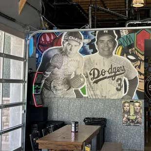 Artwork near the jukebox. Of course I played Usher