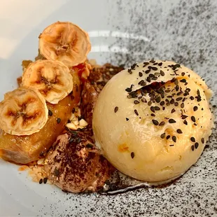 Sesame bananas foster