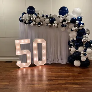 It was a pleasure to be part of this amazing 50th birthday. 
Ask us today how we can arrange your balloon backdrop.