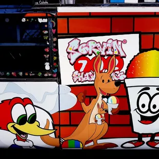 a cartoon character on a bus