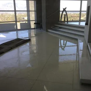 This is the aftermath of an upstairs damaged sink supply line. There was a significant amount of water that leaked down the k...