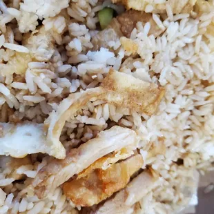 a close up of a plate of rice