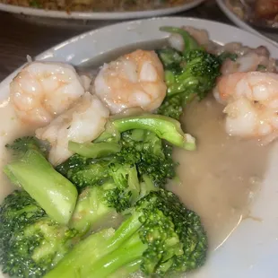 Shrimp And Broccoli in white garlic sauce