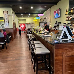 the bar and dining area