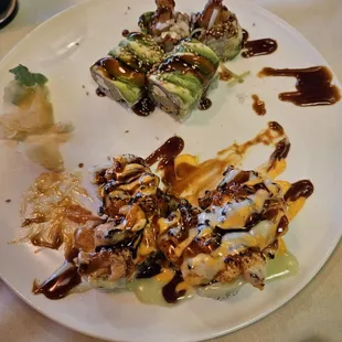 Pgh roll &amp; volcano roll - oops, we dug in before I got a picture