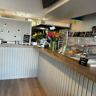 the counter of a bakery