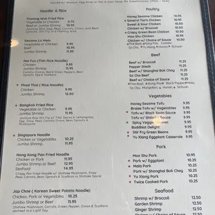Lunch menu