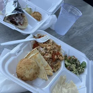 We ordered the lamb gyro and chicken shawarma. Food was amazing and staff was friendly and service was fast. Highly recommend.