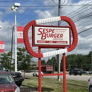 a sign for sespe burger