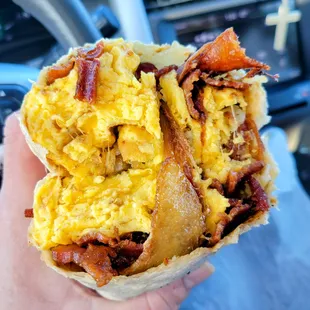 The best Bacon Breakfast Burrito I&apos;ve had in a while.  Comes w/ side of salsa.