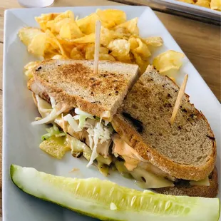 Turkey Reuben on Zingerman's Jewish Rye - Highly recommended.