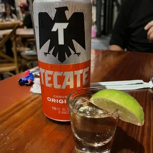 Tecate with a shot